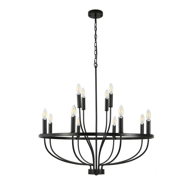 Modern Farmhouse Black Chandelier – 12-Light Ceiling Fixture - Image 8