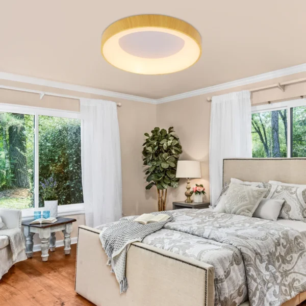 Modern LED Wood Grain Ceiling Light, 36W Flush Mount Lamp for 10-20m² Rooms - Image 3