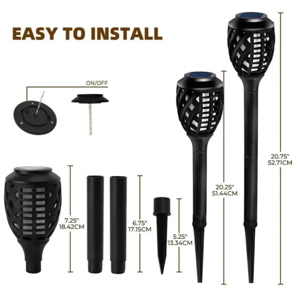 8-Pack Solar Torch Lights, Outdoor Flickering Flame Landscape Decoration - Image 5