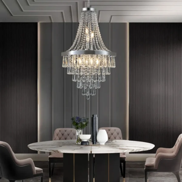 Chromium Crystal Chandelier – Large Luxury Contemporary Ceiling Light - Image 2