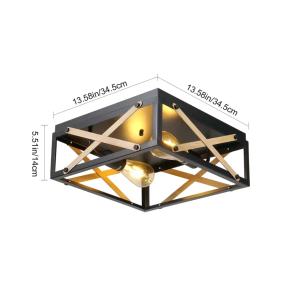 Farmhouse Black 2-Light Flush Mount Ceiling Lamp - Image 6