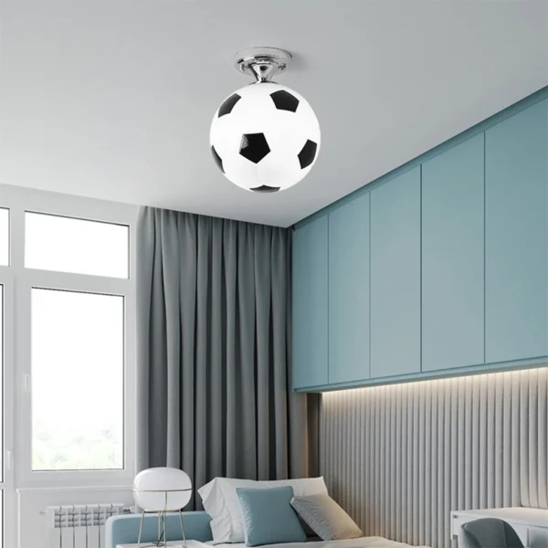 Red Soccer Ball LED Ceiling Light, Decorative Glass Football Lamp for Bar & Home - Image 5