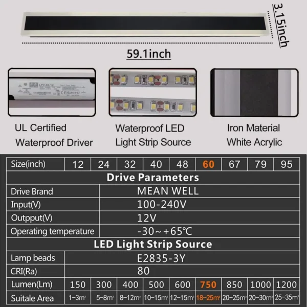 Modern LED Outdoor Wall Lamp, IP65 Waterproof Garden Porch Sconce - Image 7