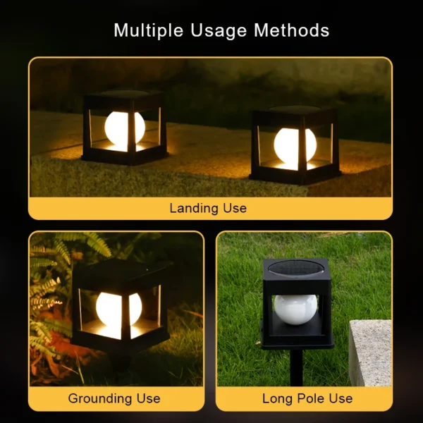 LED Solar Post Cap Light, Waterproof Outdoor Fence & Deck Lamp for Garden - Image 3