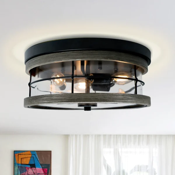 Farmhouse 3-Light Flush Mount Ceiling Light with Clear Glass - Image 2