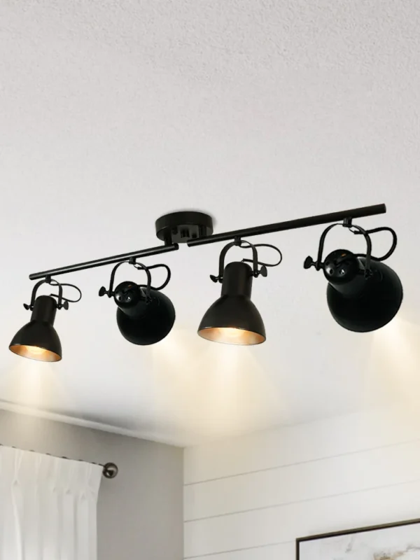 Black Industrial Track Lighting – 4-Light Ceiling Fixture for Kitchen & Gallery - Image 7