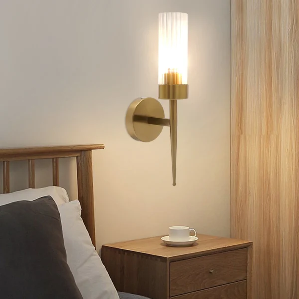 Modern Gold Wall Sconce Light – Single Head Hardwired Fixture, E26 Bulb
