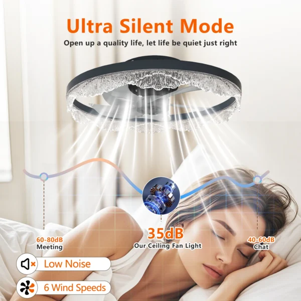Modern LED Ceiling Fan with Crystal Edge – Remote & APP Control - Image 3