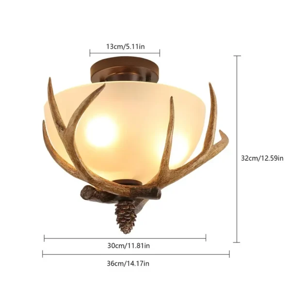 Bymaocar Antler Semi Flush Mount Ceiling Light with 3 Glass Shades – Bronze Finish - Image 7