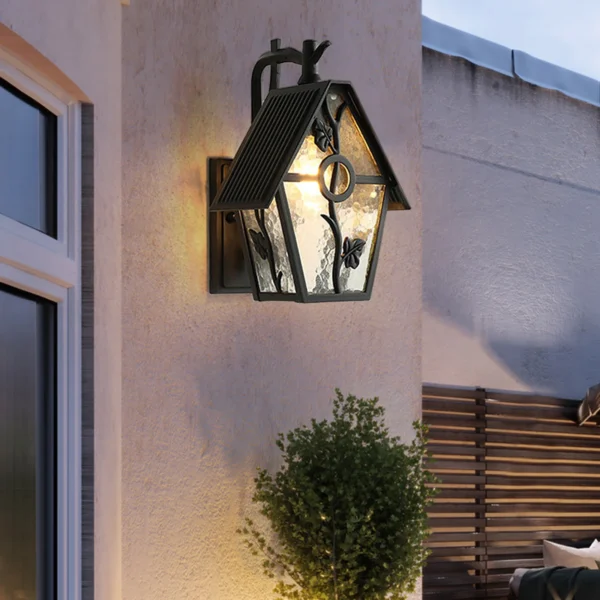 Black Vintage European Floral Wall Lamp – Indoor/Outdoor Lighting