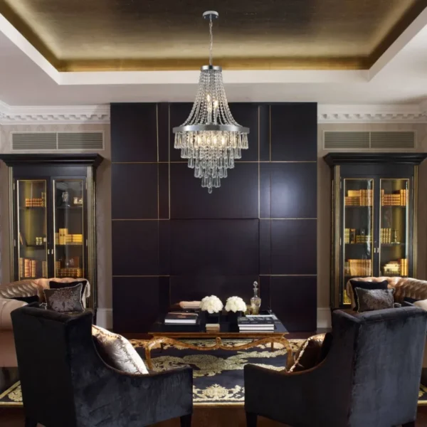 Chromium Crystal Chandelier – Large Luxury Contemporary Ceiling Light Fixture - Image 3