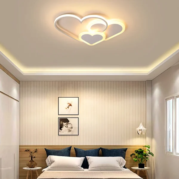 Modern Heart LED Ceiling Light – Nordic Kids Room Lamp in Pink & White - Image 10