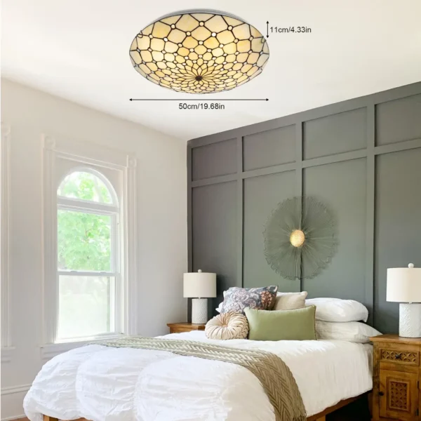 Antique Stained Glass Flush Mount – 4-Light Vintage Ceiling Fixture - Image 5