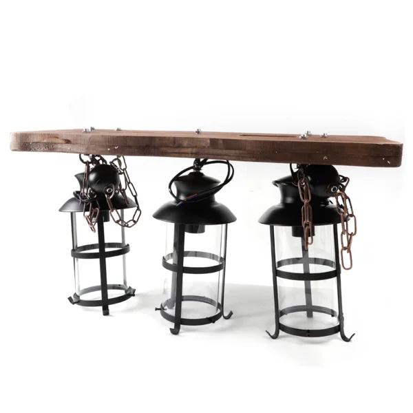 Rustic 3-Light Farmhouse Chandelier, Vintage Wood Pendant Ceiling Lamp for Kitchen - Image 4