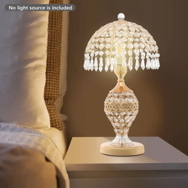Gold Crystal Table Lamp – Elegant Bedside & Nightstand Light - Image 4