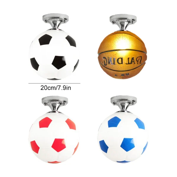 Red Soccer Ball LED Ceiling Light, Decorative Glass Football Lamp for Bar & Home - Image 6