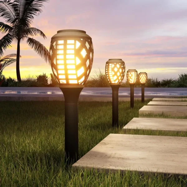 8-Pack Solar Torch Lights, Outdoor Flickering Flame Landscape Decoration - Image 2