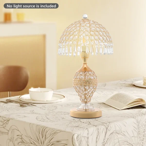 Gold Crystal Table Lamp – Elegant Bedside & Nightstand Light - Image 2