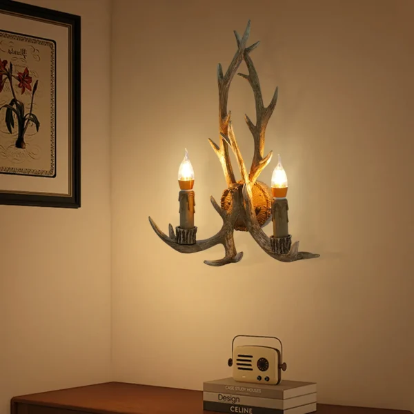 Bymaocar LED Antler Wall Lamp, E14 Indoor Light for Bedroom & Hotel Decor - Image 3