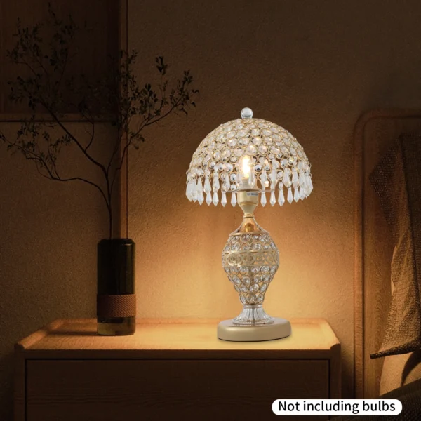 Gold Crystal Table Lamp – Elegant Bedside & Nightstand Light - Image 5