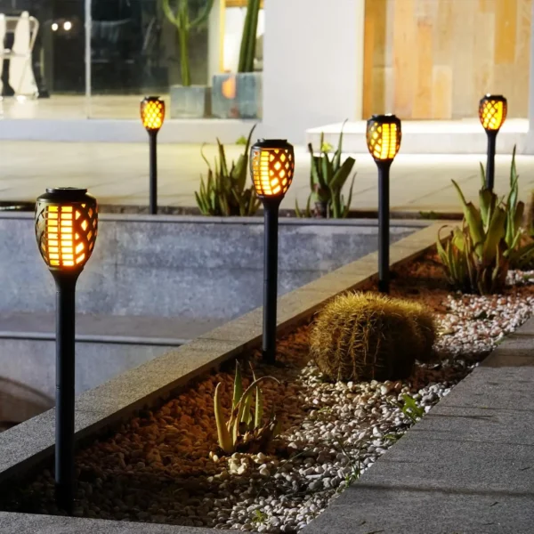 8-Pack Solar Torch Lights, Outdoor Flickering Flame Landscape Decoration - Image 7