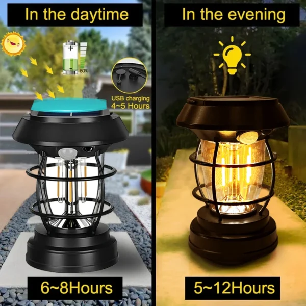 Solar Camping Light – Dimmable, USB Rechargeable Outdoor Lamp - Image 4