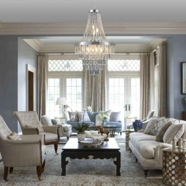Chromium Crystal Chandelier – Large Luxury Contemporary Ceiling Light - Image 3