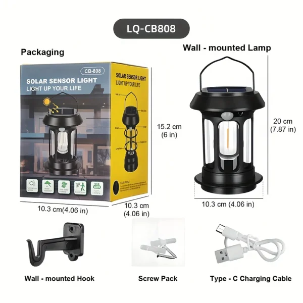 Solar Camping Light – Dimmable, USB Rechargeable Outdoor Lamp - Image 7