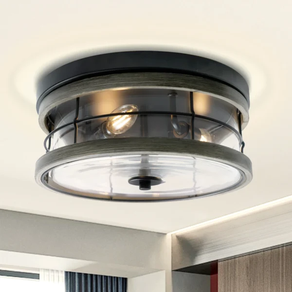 Farmhouse 3-Light Flush Mount Ceiling Light with Clear Glass