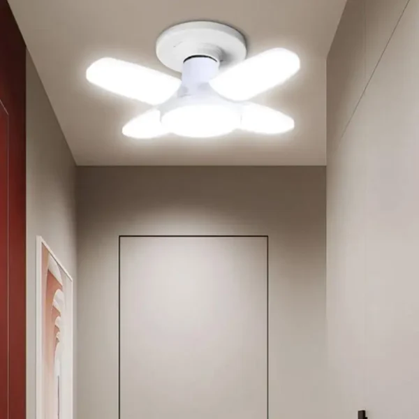 LED 4-Leaf Foldable E27 Pendant Light – Warm White Kitchen & Garage - Image 2