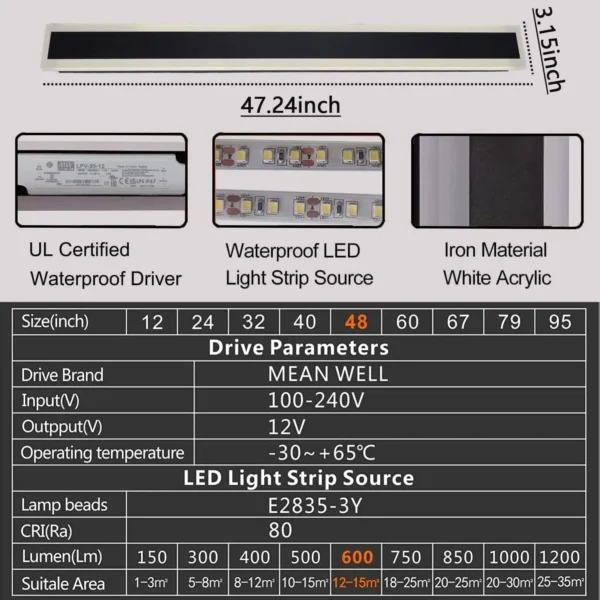 Modern LED Outdoor Wall Lamp, IP65 Waterproof Garden Porch Sconce - Image 12