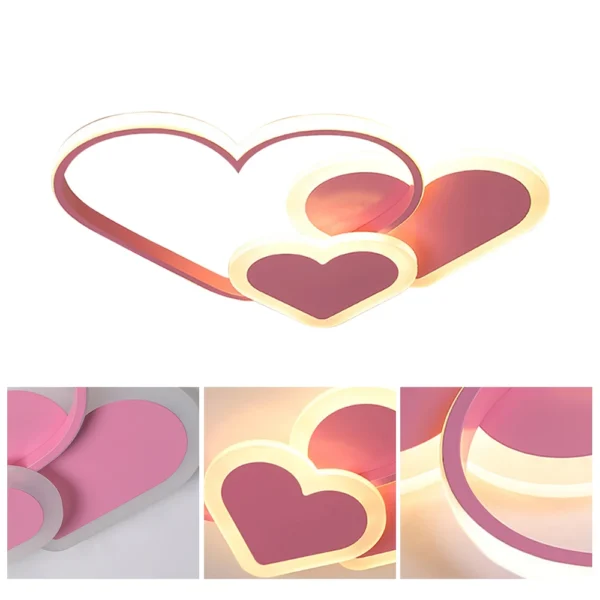 Modern Heart LED Ceiling Light – Nordic Kids Room Lamp in Pink & White - Image 7