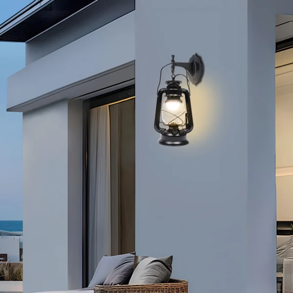 Black Outdoor Wall Lamp – Rustic E27 Wall Mount Light for Garden, Balcony & Yard - Image 2