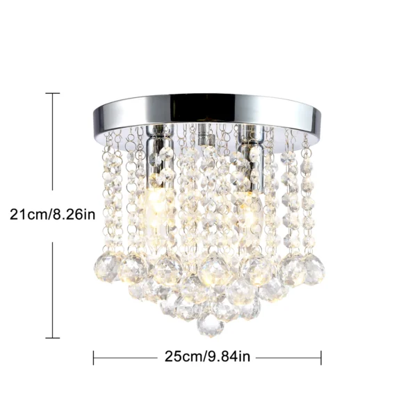 Crystal Flush Mount Ceiling Light Mini Chandelier for Kitchen & Hallway - Image 6