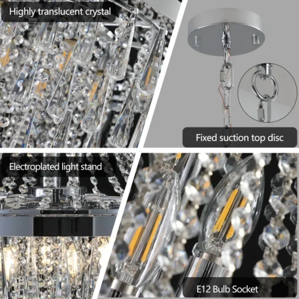 Chromium Crystal Chandelier – Large Luxury Contemporary Ceiling Light - Image 7