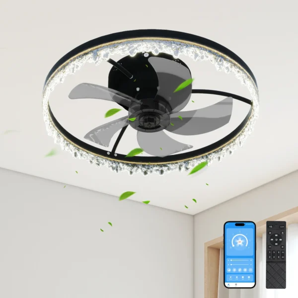 20'' Black LED Ceiling Fan with Light, Silent - Image 7