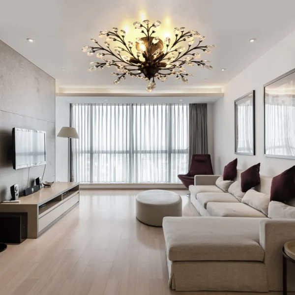 Vintage Crystal Chandelier – Black LED Ceiling Light