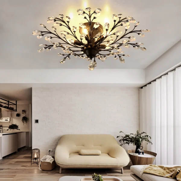 Vintage Crystal Chandelier – Black LED Ceiling Light - Image 4