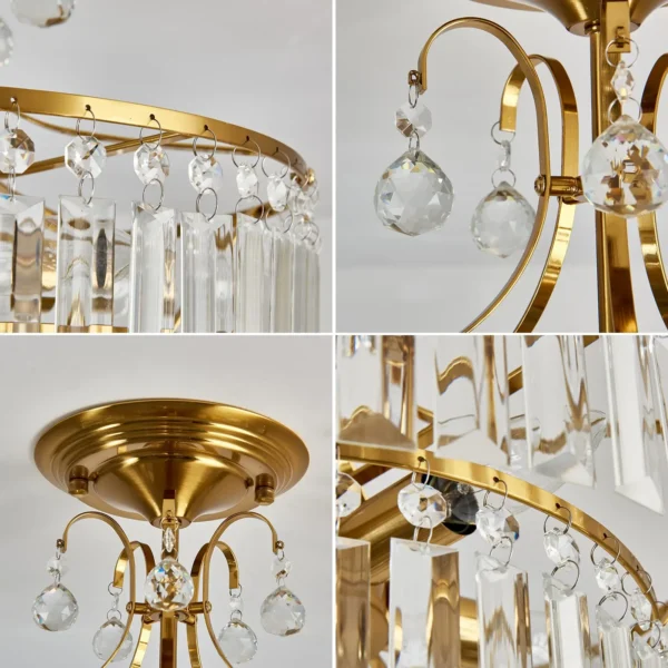 Crystal Gold 4-Light Pendant Ceiling Lamp – Bedroom & Living Room - Image 6