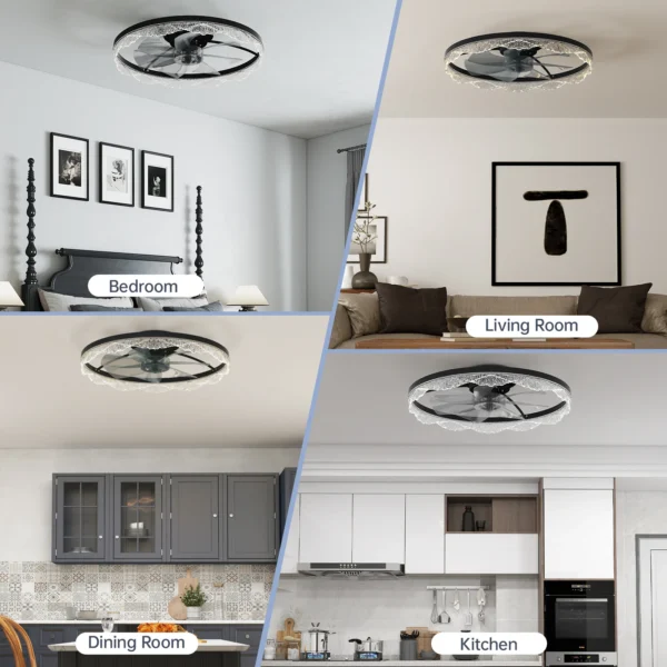 Modern LED Ceiling Fan with Crystal Edge – Remote & APP Control - Image 15