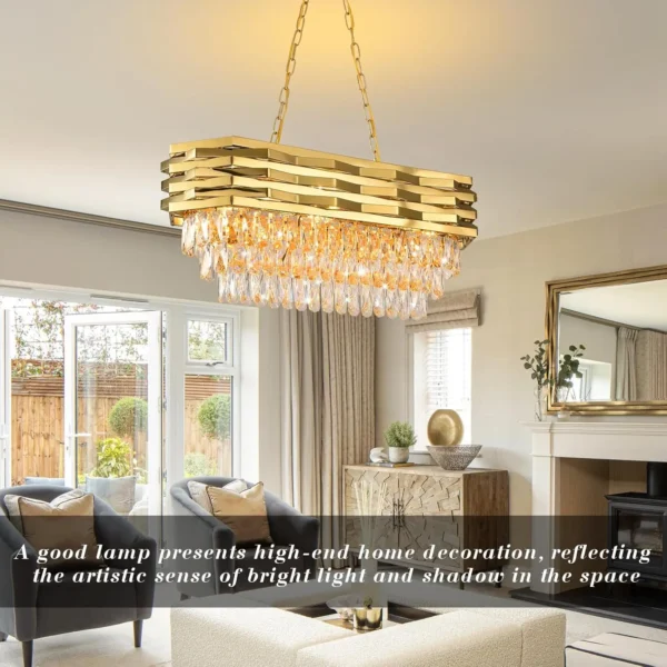 Gold Modern Crystal Chandelier, 8-Light Oval Dining Room Ceiling Light ✨💡 - Image 3