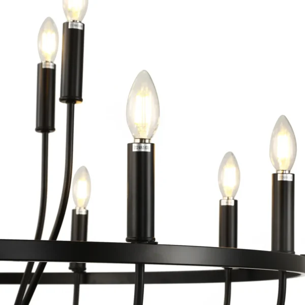 Modern Farmhouse Black Chandelier – 12-Light Ceiling Fixture - Image 9