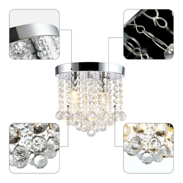Crystal Flush Mount Ceiling Light Mini Chandelier for Kitchen & Hallway - Image 5