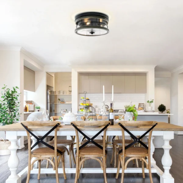 Farmhouse 3-Light Flush Mount Ceiling Light with Clear Glass - Image 8