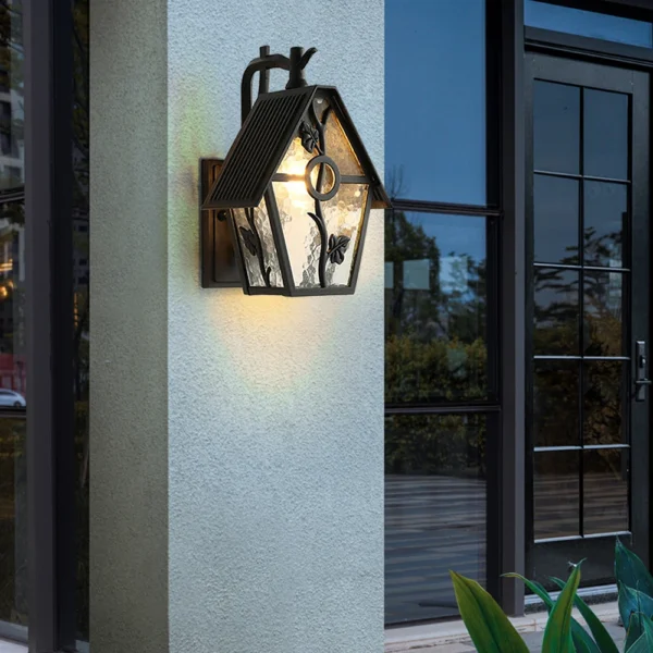 Black Vintage European Floral Wall Lamp – Indoor/Outdoor Lighting - Image 3