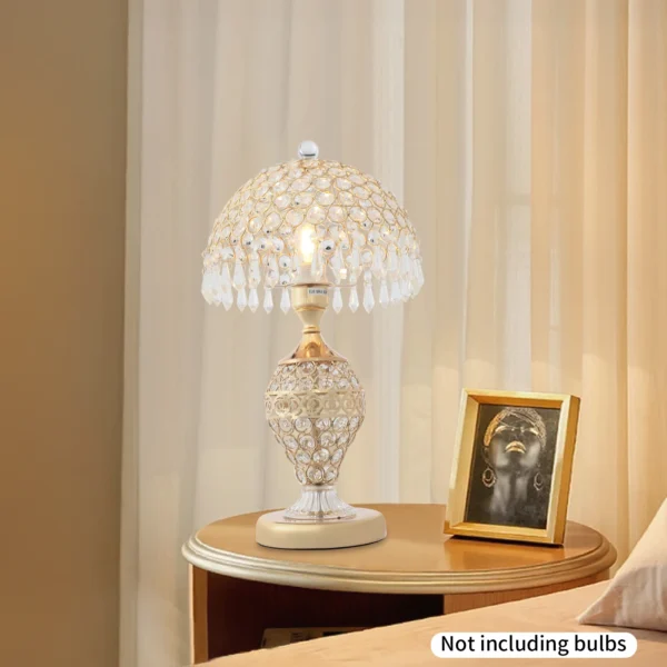 Gold Crystal Table Lamp – Elegant Bedside & Nightstand Light - Image 3