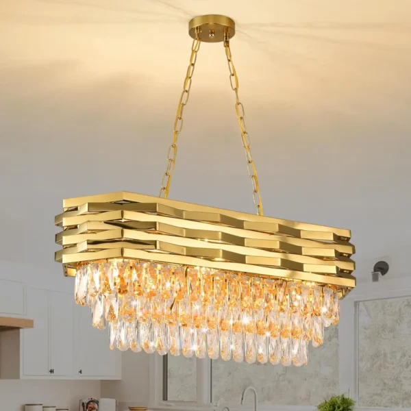 Gold Modern Crystal Chandelier, 8-Light Oval Dining Room Ceiling Light ✨💡