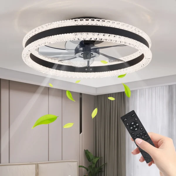 Modern 20" LED Ceiling Fan Light – Dimmable Low Profile Silent Fan