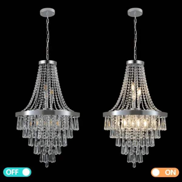 Chromium Crystal Chandelier – Large Luxury Contemporary Ceiling Light Fixture - Image 4