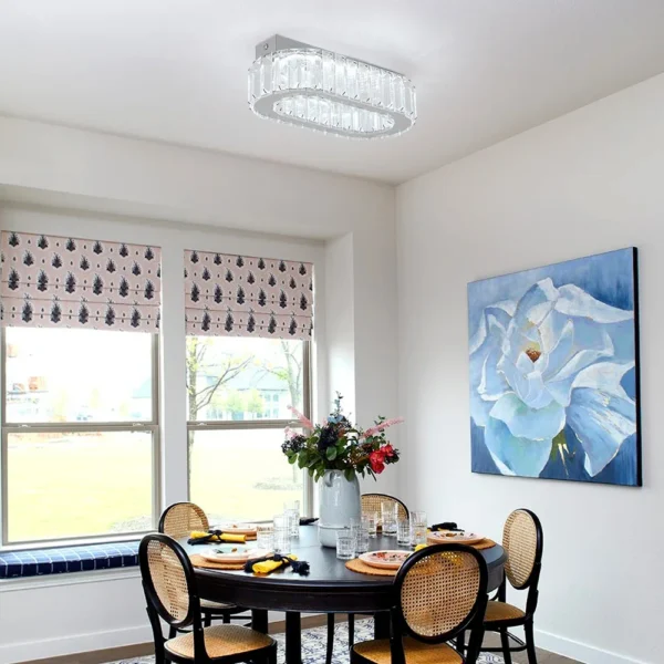 Modern LED Crystal Oval Ceiling Chandelier Light for Living & Dining Room - Image 5